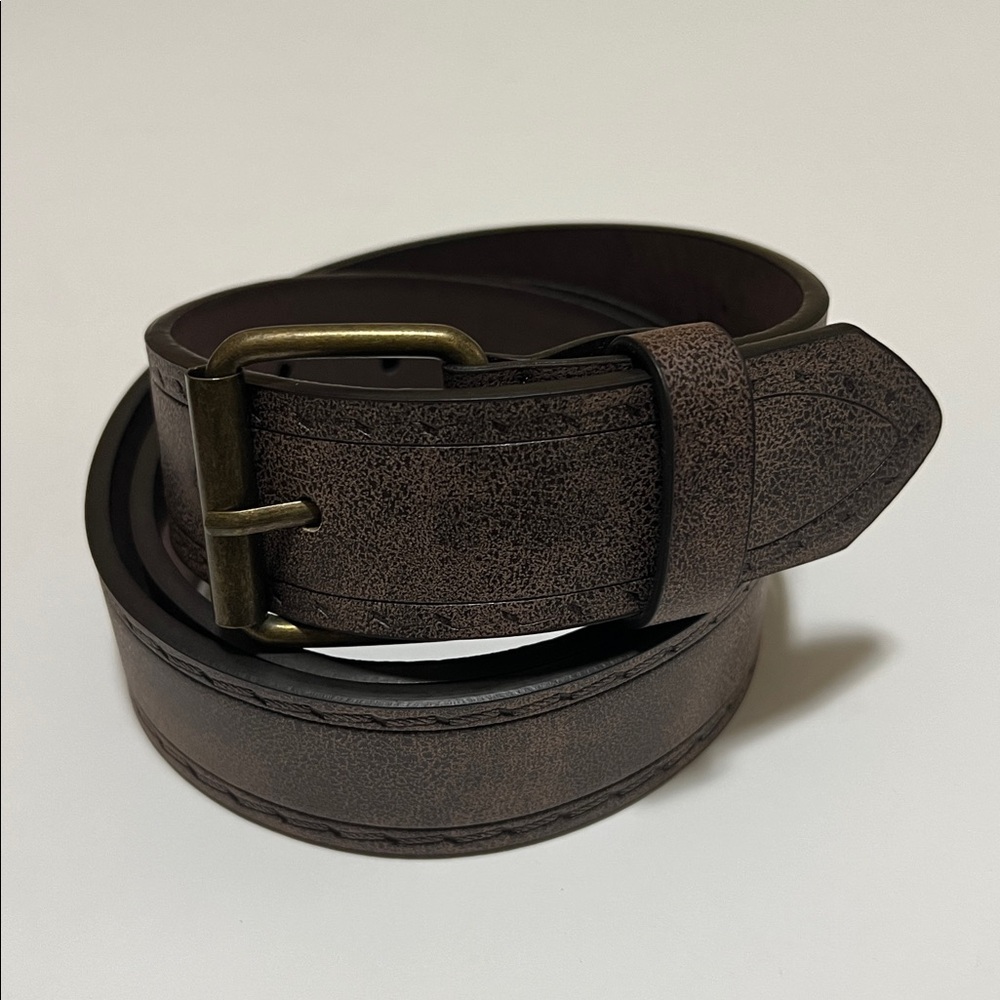 Men’s Brown Retro Metal Buckle Casual Belt 120 cm (36-38 In Waist)